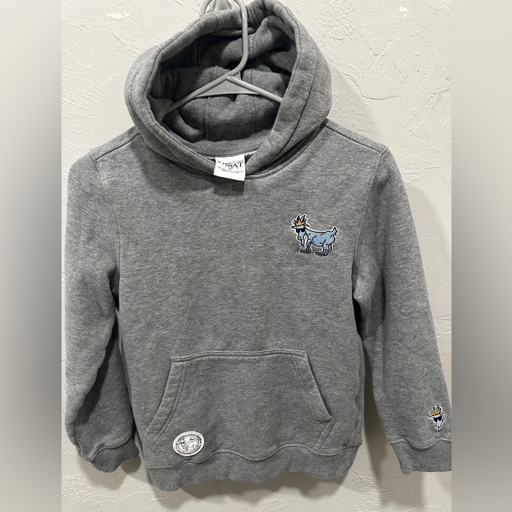 Kids Gray Hoodie with Embroidered Dog Design
